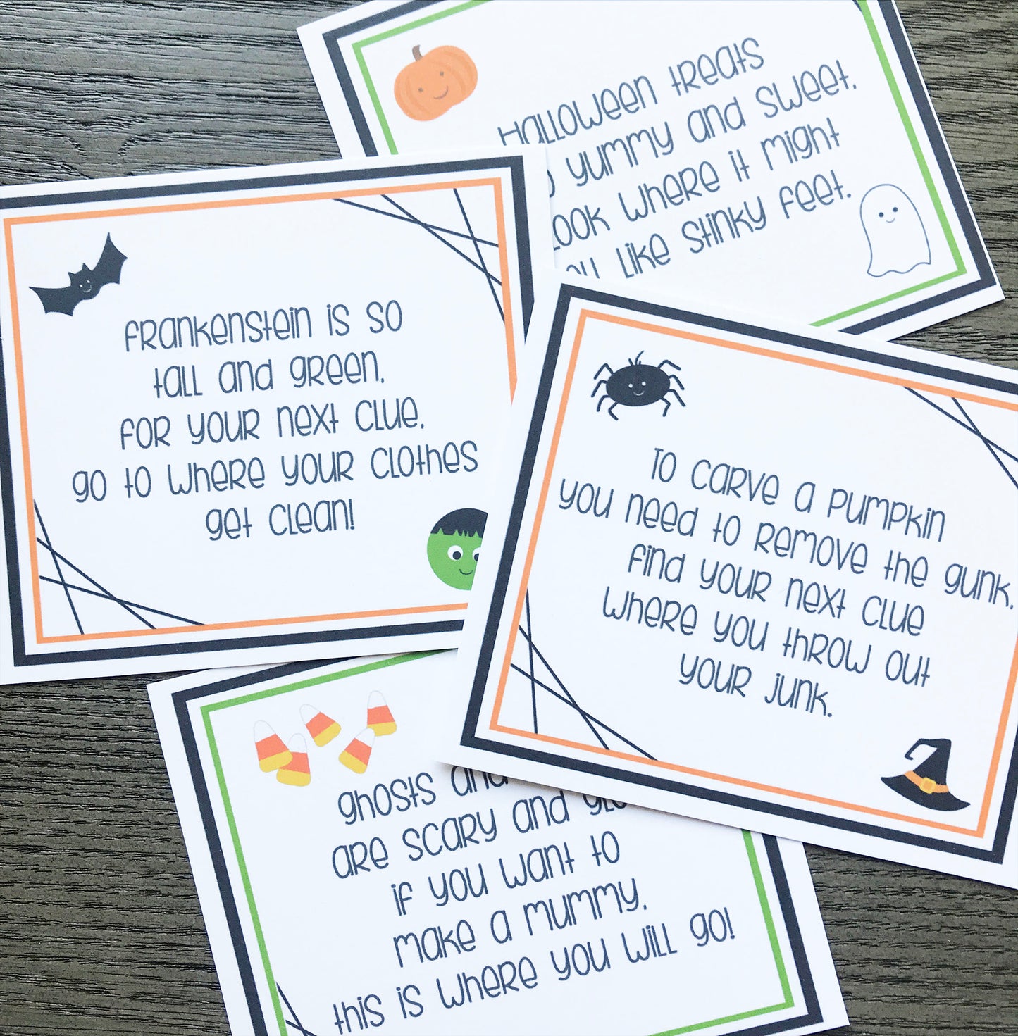 Halloween Scavenger Hunt Clue Cards