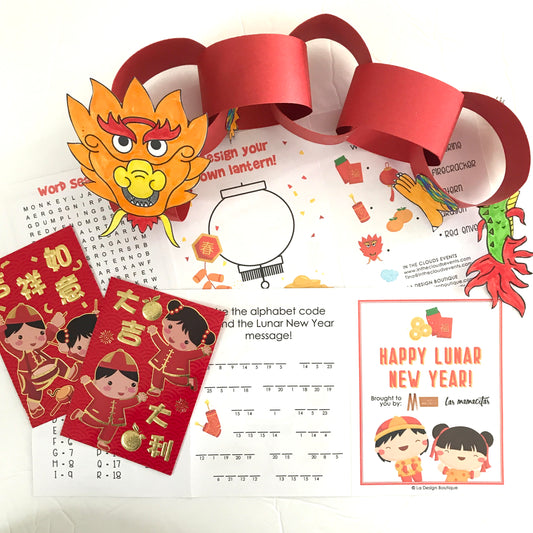 Lunar New Year Activity Sheets for Kids with DIY Paper Dragon