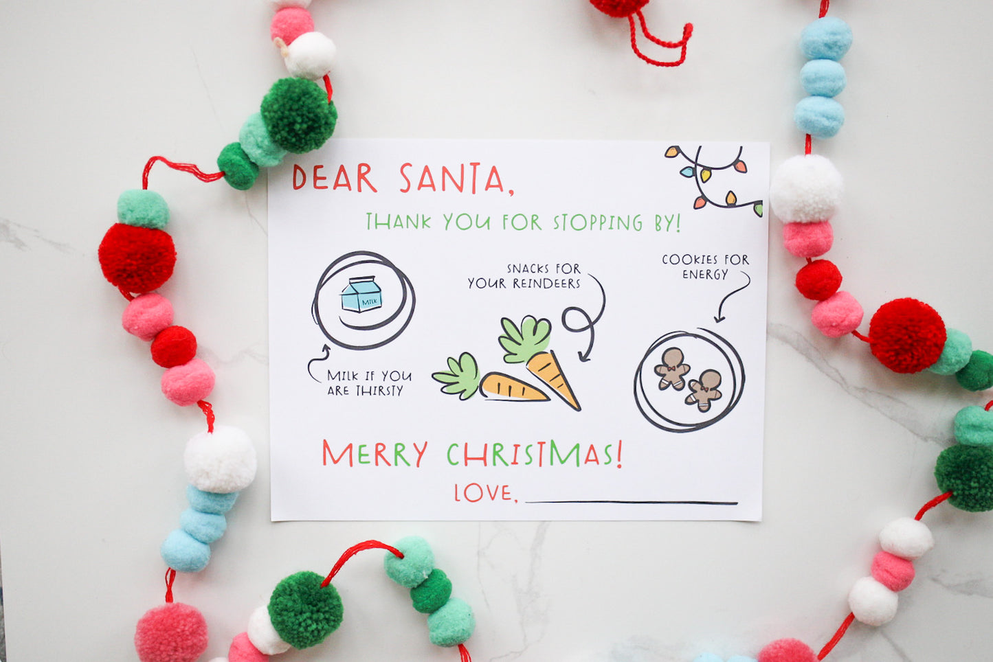 Dear Santa Placemat Tray for Milk and Cookies and Carrots