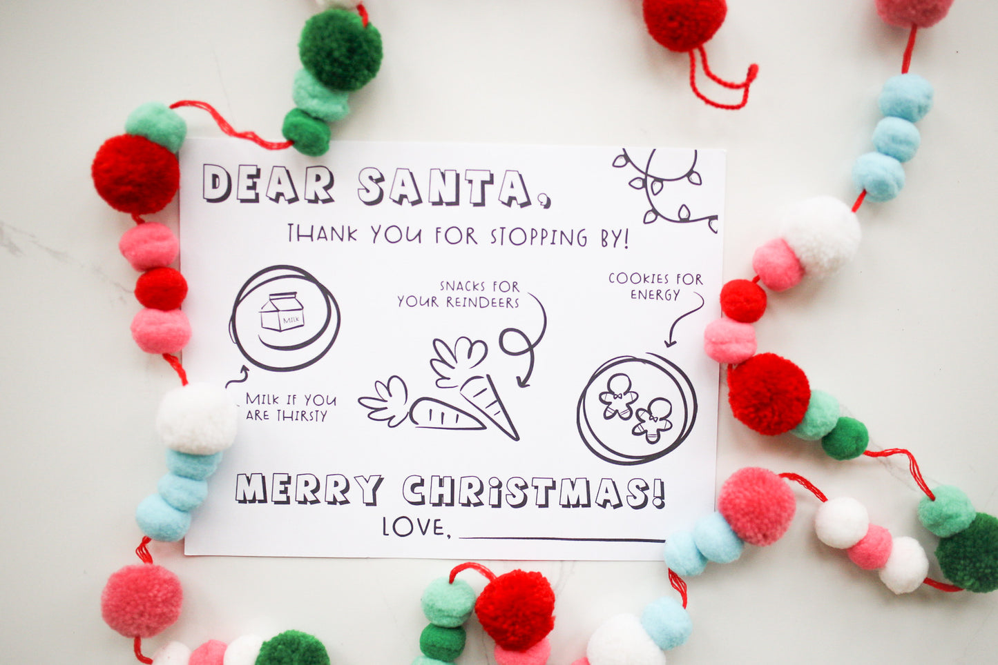 Dear Santa Placemat Tray for Milk and Cookies and Carrots