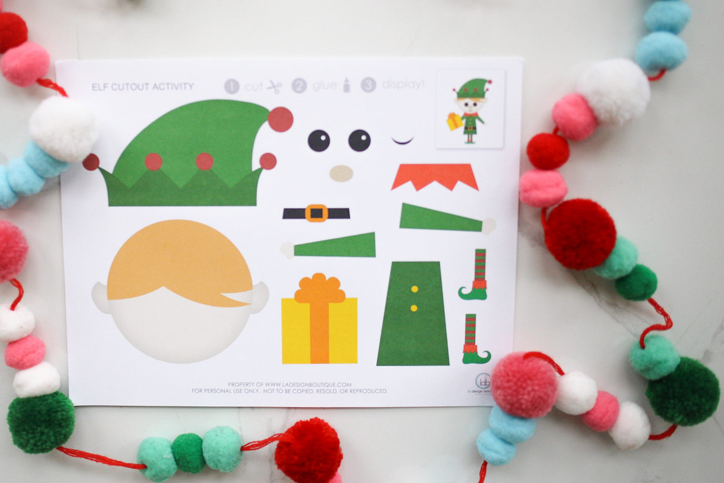 Christmas Cutout Activities for Kids with Santa, Elf, Snowman, and Reindeer