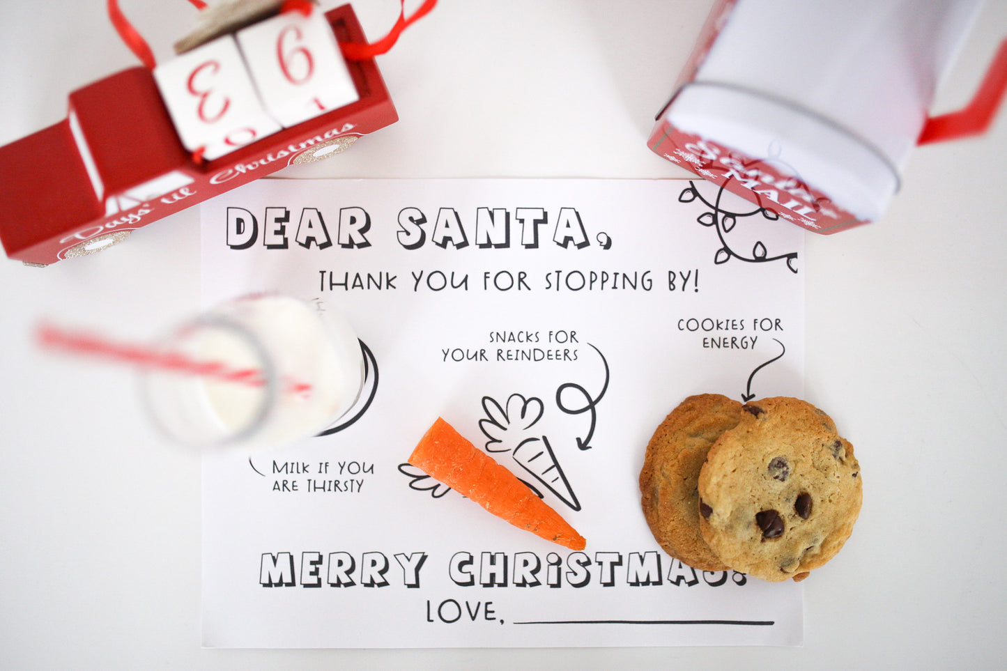 Dear Santa Placemat Tray for Milk and Cookies and Carrots