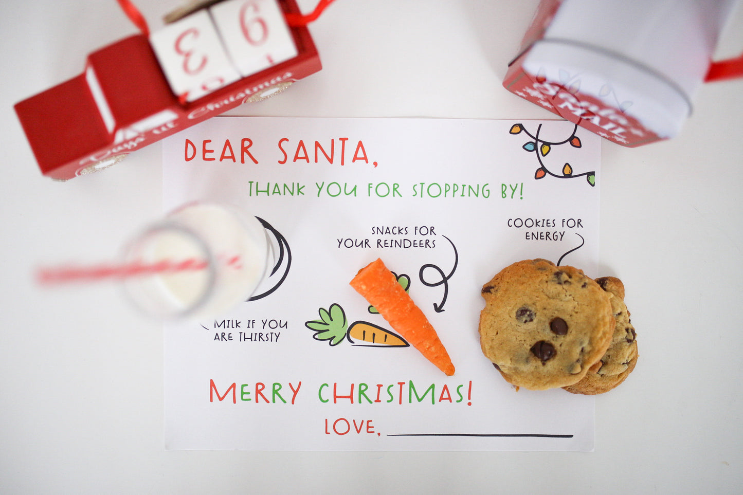 Dear Santa Placemat Tray for Milk and Cookies and Carrots