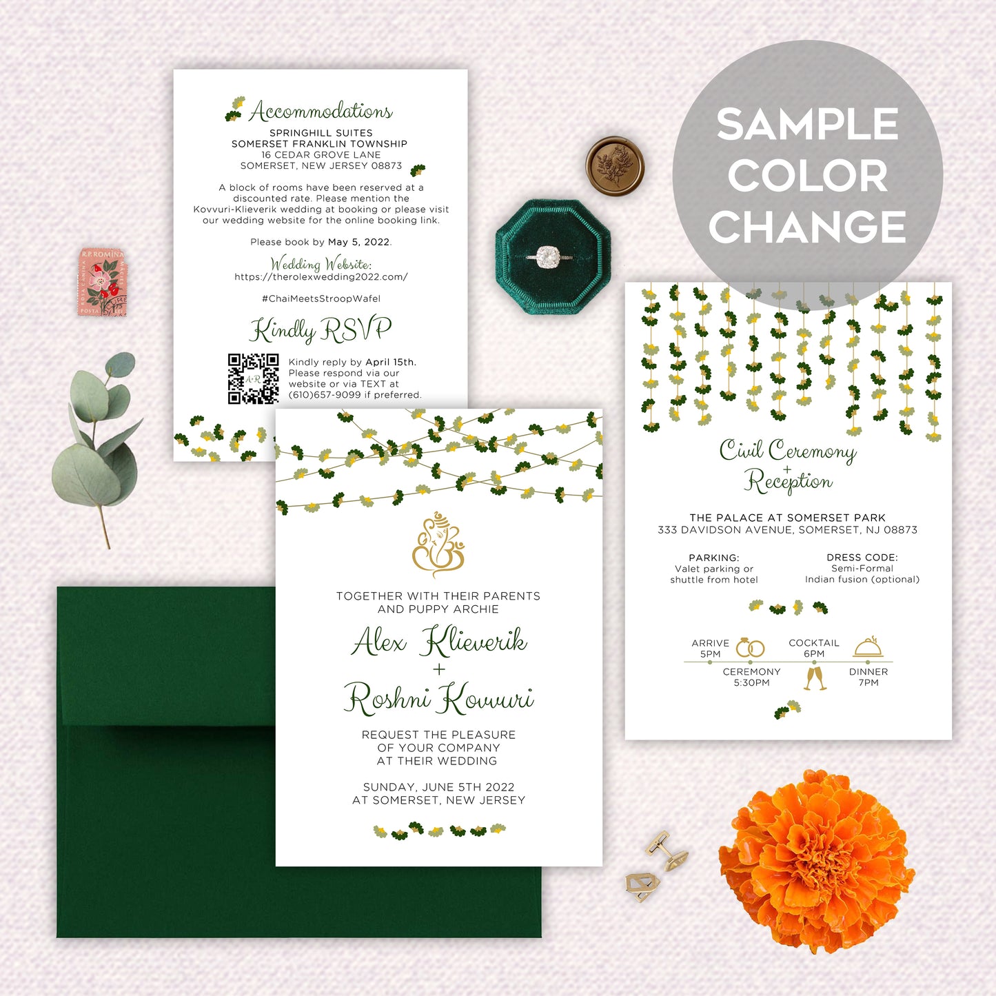 Marigold Indian Hindu Wedding Invitation