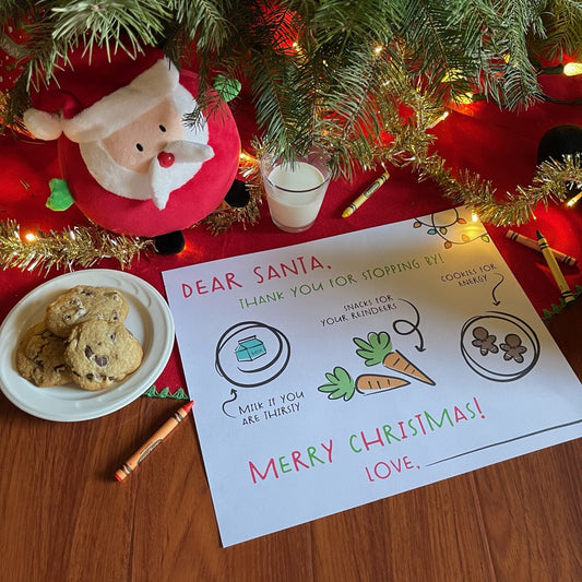 Dear Santa Placemat Tray for Milk and Cookies and Carrots