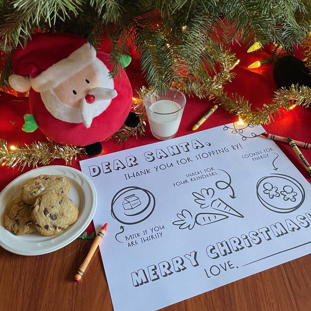 Dear Santa Placemat Tray for Milk and Cookies and Carrots