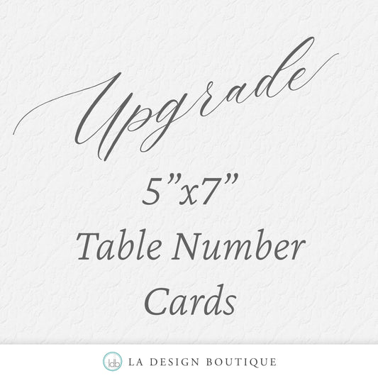 5x7 Table Number Cards for Invitation Suite