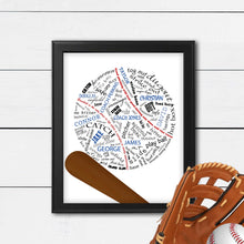 Load image into Gallery viewer, baseball art print with team names
