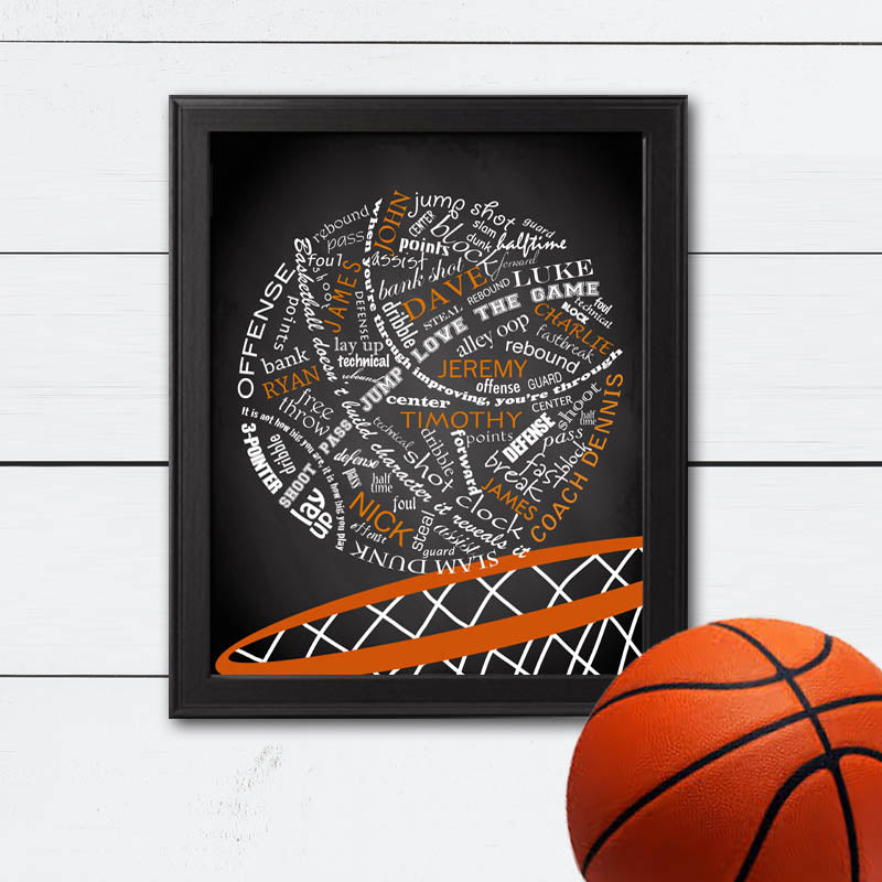 framed basketball art with personalization