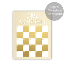 Load image into Gallery viewer, Gold and White Modern Christmas Tree Advent Calendar Framed Art
