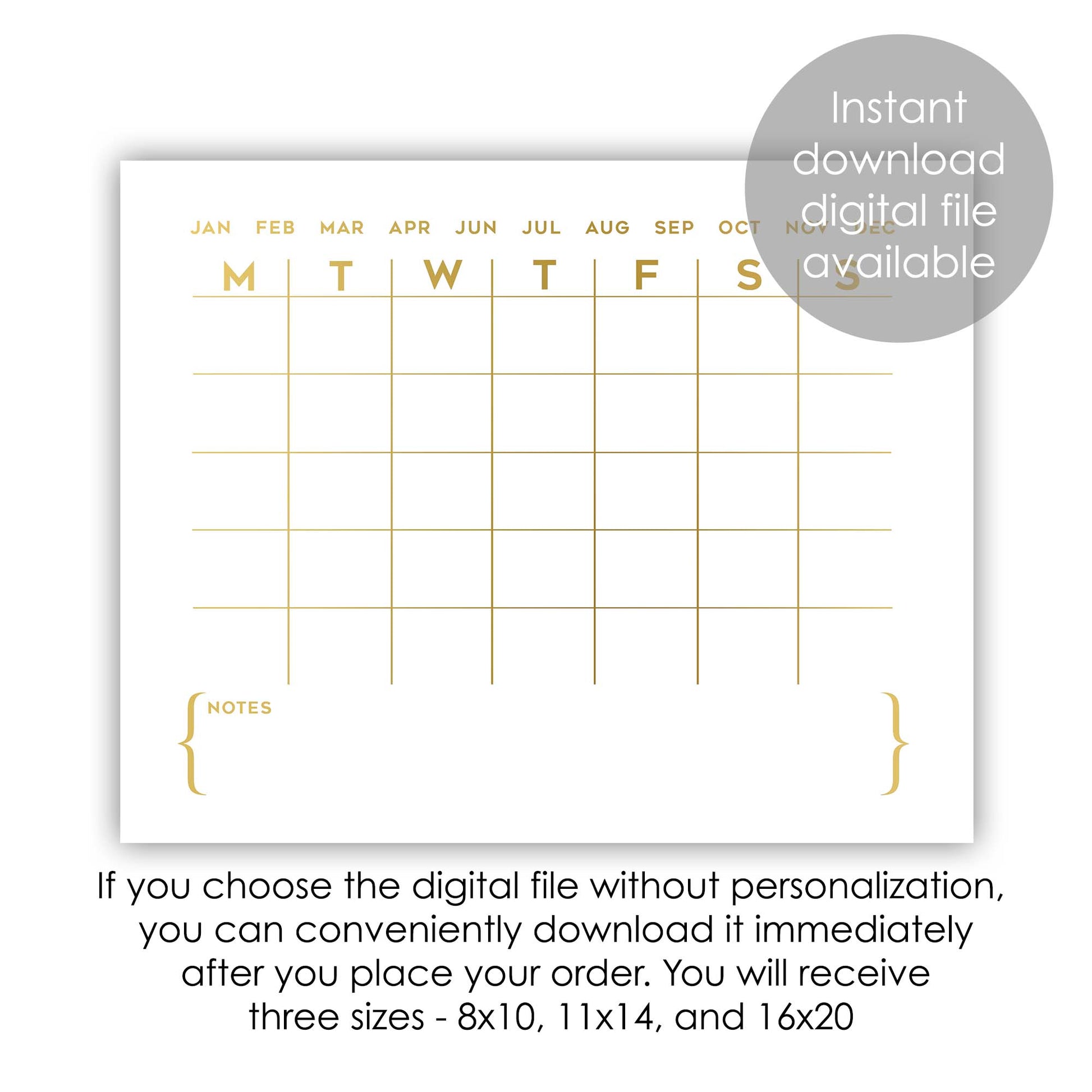 Modern Gold Monthly Calendar Wall Art for Office Decor – La Design Boutique modern-gold-monthly-calendar-wall-art-for-office-decor-la-design-boutique