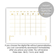 Load image into Gallery viewer, Modern Gold Monthly Calendar Wall Art for Office Decor
