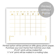 Load image into Gallery viewer, Modern Gold Monthly Calendar Wall Art for Office Decor
