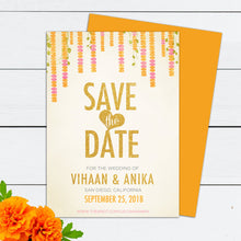 Load image into Gallery viewer, Hanging Marigolds Indian Hindu Cultural Wedding Invitation

