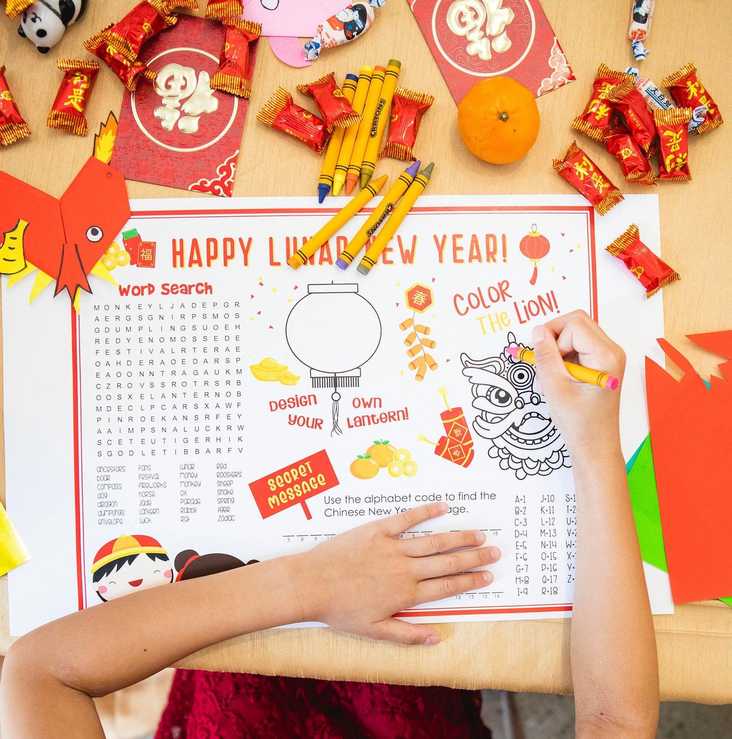 Lunar New Year Kids Placemat Activities