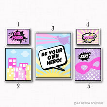 Load image into Gallery viewer, superhero girl wall art decor 
