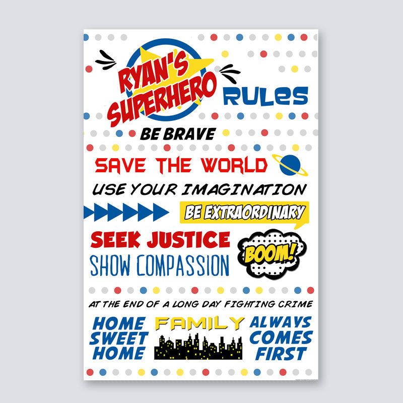 superhero rules sign