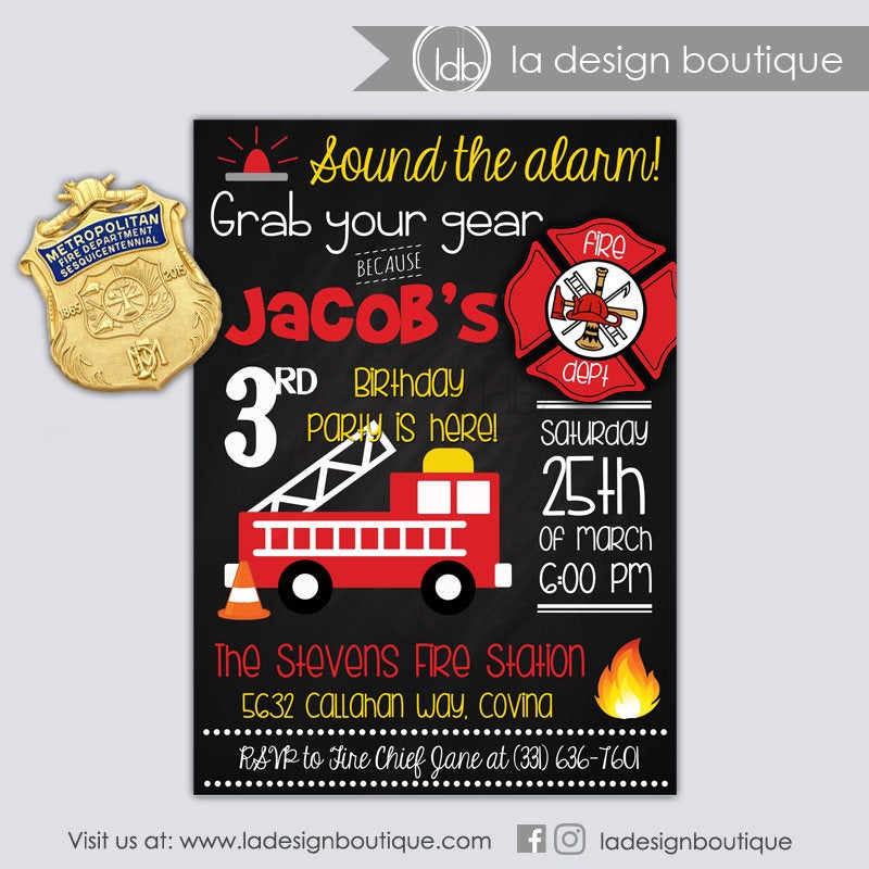 Fireman Birthday Invitation