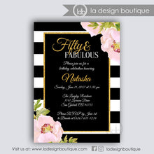 Load image into Gallery viewer, 50 and Fabulous Black and Gold Birthday Invitation
