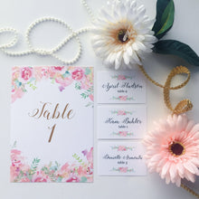 Load image into Gallery viewer, Watercolor Floral Pink Table Number Cards
