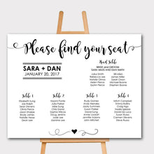 Load image into Gallery viewer, Custom Wedding Seating Chart with Calligraphy in Modern and Minimal Style
