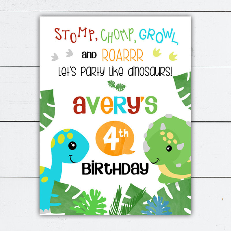 Dinosaur Birthday Party Welcome Sign Digital File