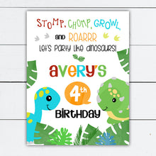 Load image into Gallery viewer, Dinosaur Birthday Party Welcome Sign

