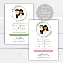 Load image into Gallery viewer, Couple Illustration Portrait Sketch Wedding Invitation Suite
