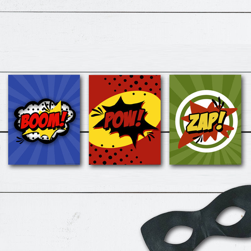 Superhero Wall Art Pow Zap Boom