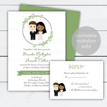 Load image into Gallery viewer, Couple Illustration Portrait Sketch Wedding Invitation Suite

