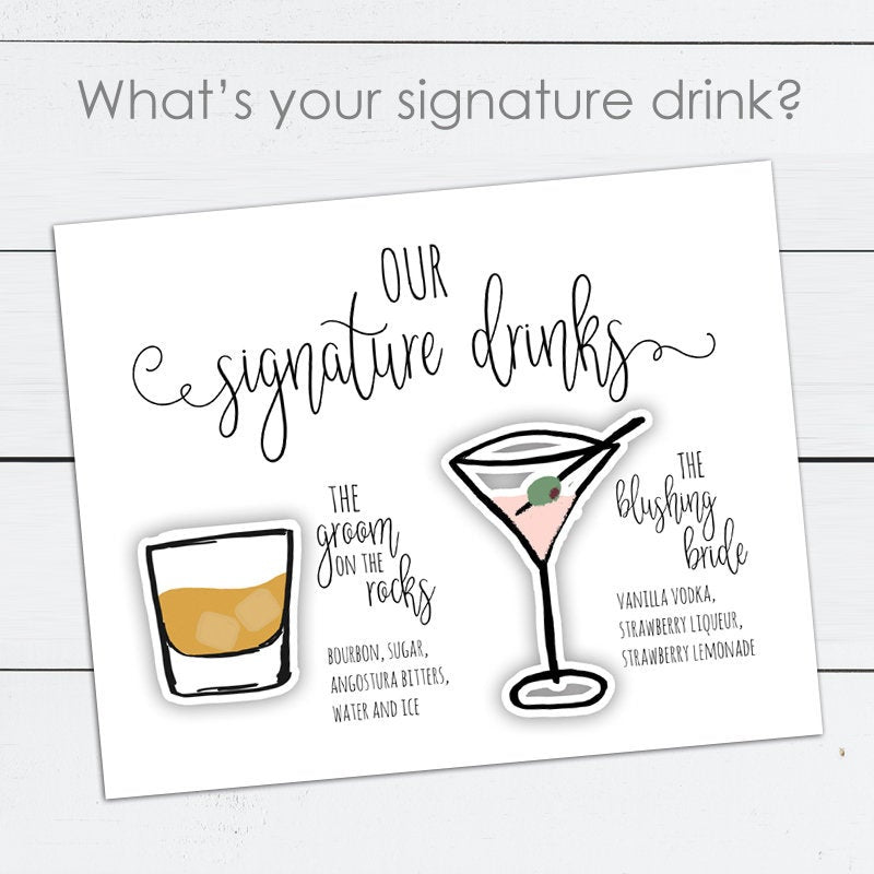 Custom Signature Drink Sign for Bar Menu