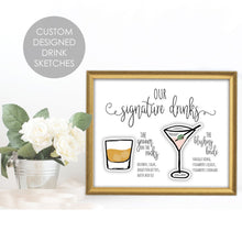 Load image into Gallery viewer, Custom Signature Drink Sign Bar Menu Design
