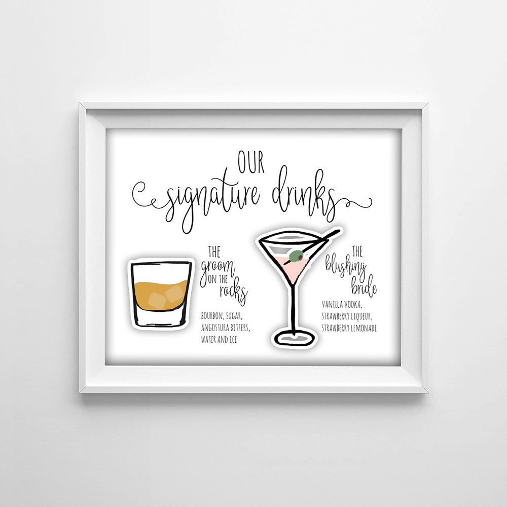 Custom Signature Drink Sign for Bar Menu