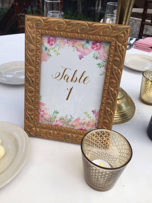 Watercolor Floral Pink Table Number Cards