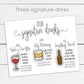 Custom Signature Drink Sign for Bar Menu