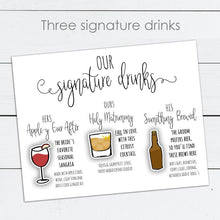 Load image into Gallery viewer, Custom Signature Drink Sign Bar Menu Design
