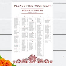 Load image into Gallery viewer, Indian Mehndi Designs Wedding Seating Chart
