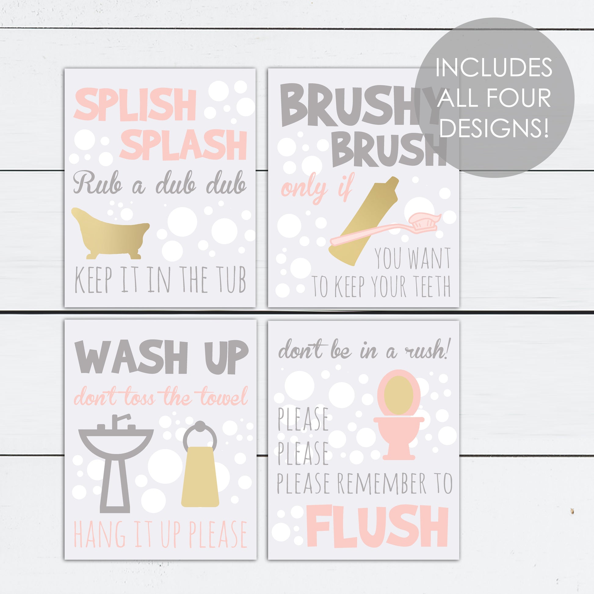 brush flush wash girls bathroom