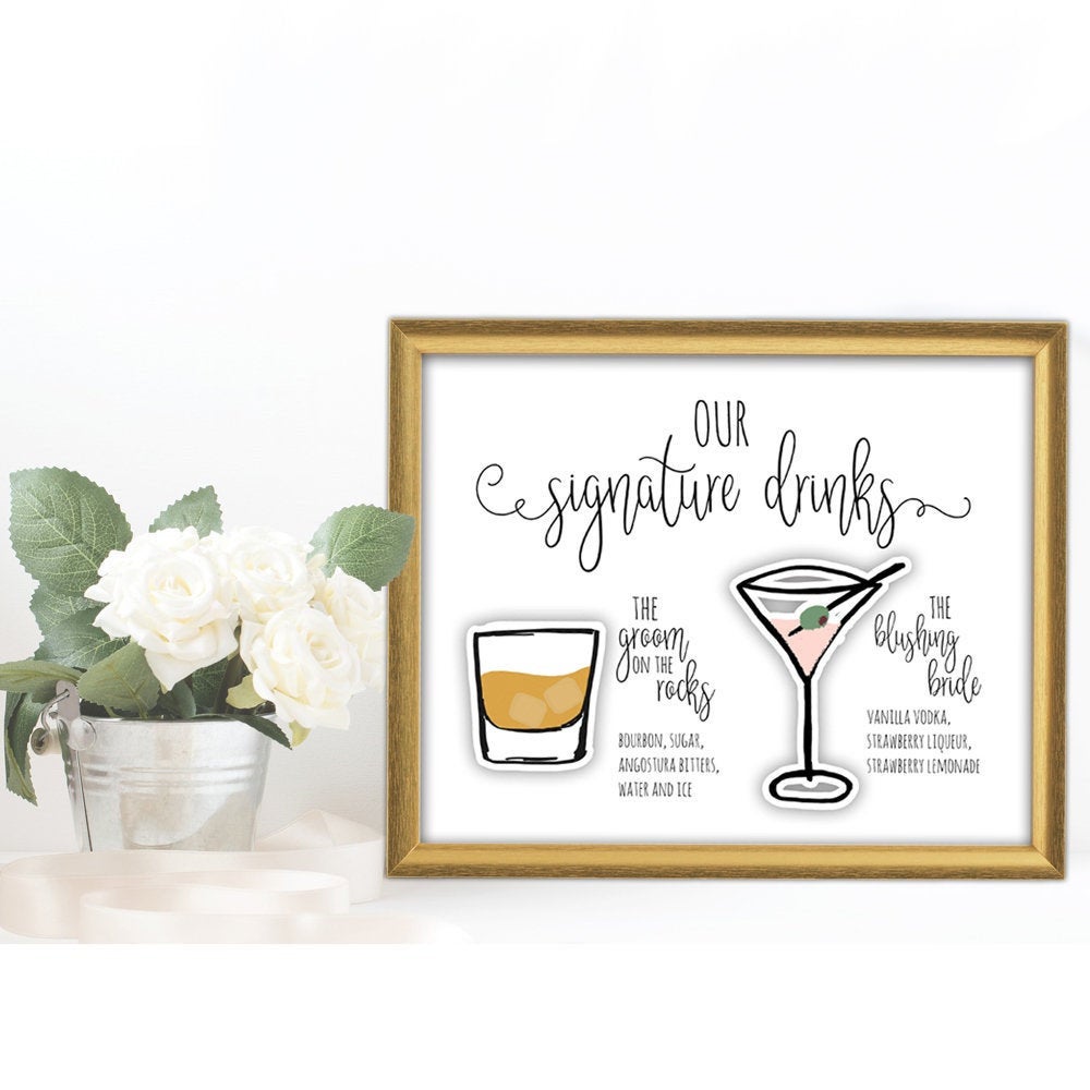 Custom Signature Drink Sign Bar Menu Design
