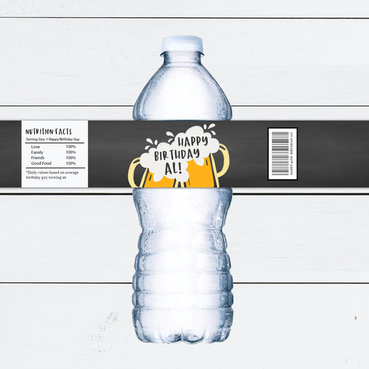 Cheers and Beers Birthday Party Custom Water Bottle Labels
