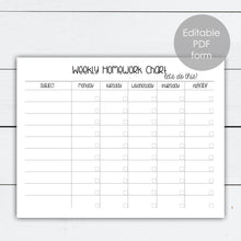Load image into Gallery viewer, homework chart template
