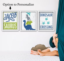 Load image into Gallery viewer, Personalized Dinosaur Wall Art for Boy&#39;s Bedroom or Party
