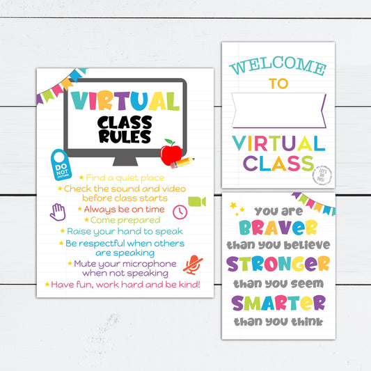 Virtual Class Rules Sign for Zoom Class