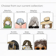 Load image into Gallery viewer, Messy Bun Girl with Sunglasses Art Print
