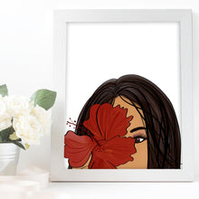 Load image into Gallery viewer, girl with hibiscus flower
