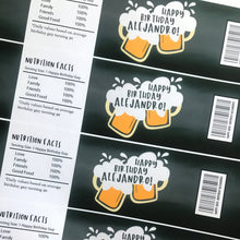 Load image into Gallery viewer, Cheers and Beers Birthday Party Custom Water Bottle Labels
