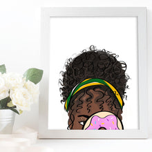 Load image into Gallery viewer, black woman art with donut
