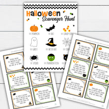 Load image into Gallery viewer, Halloween Scavenger Hunt, Halloween Scavenger Hunt For Kids, Halloween Scavenger Hunt Printable, Clue Cards, Trick or Treat, Treasure Hunt

