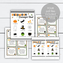 Load image into Gallery viewer, Halloween Scavenger Hunt, Halloween Scavenger Hunt For Kids, Halloween Scavenger Hunt Printable, Clue Cards, Trick or Treat, Treasure Hunt
