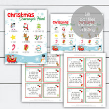 Load image into Gallery viewer, Christmas Scavenger Hunt, Christmas Scavenger Hunt Clues, Christmas Scavenger Hunt Printable, Holiday Activities, Holiday Activity Printable
